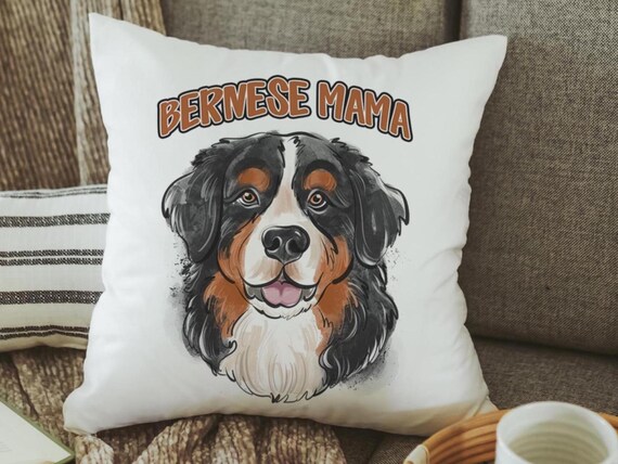 Bernese mama Berner throw pillows for couch, Bernese mountain dog gifts for women, Christmas gifts for dog lovers, dog mom decorative pillow