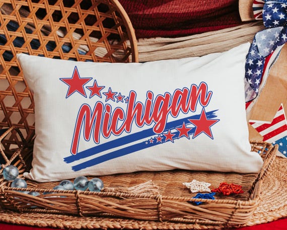 Custom Michigan Patriotic Pillow