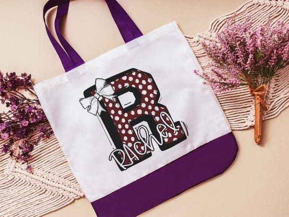 personalized initial tote for girls, maroon coquette tote bags for gift, tween girl gifts, cheer Christmas gifts for teenage girls, secret