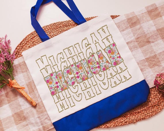 Floral Michigan Tote Bag