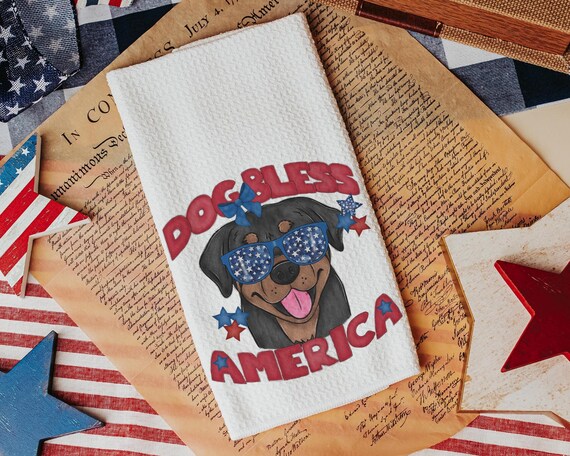 Dog Bless America Rottweiler Towel