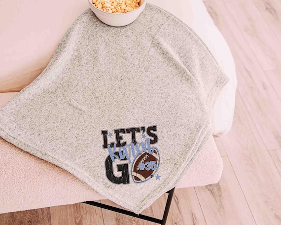 Personalized Carolina blue football blanket