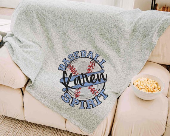 Personalized Carolina blue baseball spirit blanket