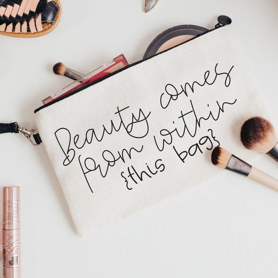 makeup bag for women, cosmetic bag for purse, bridal party gifts for wedding day gifts for bridesmaids, getting ready gifts for wedding