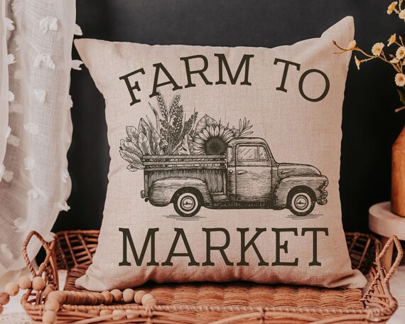 black and white farmhouse pillows for couch, shop local farm to table rustic throw pillows for sofa, sunflower gifts for mom, guest bedroom