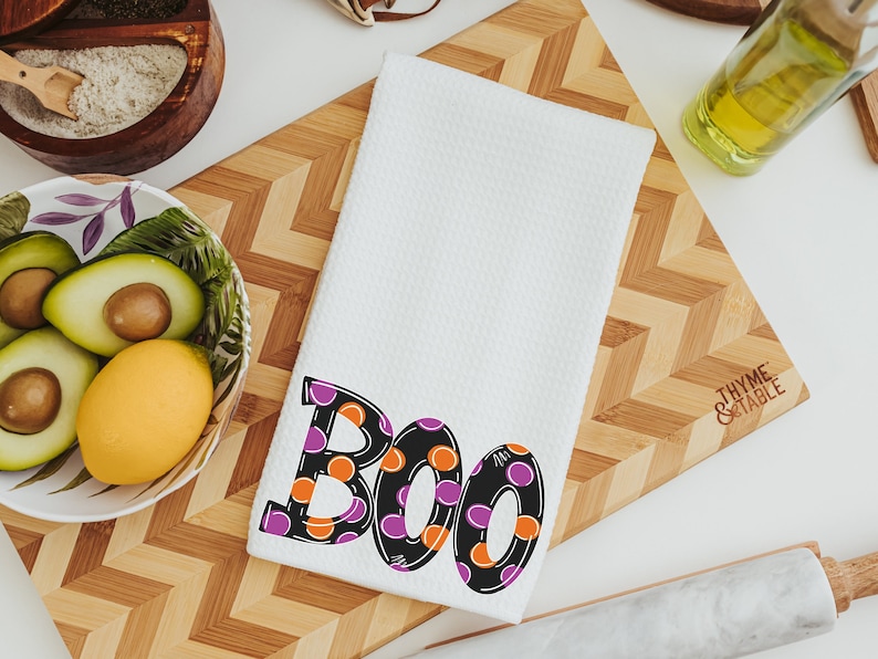 boo yall Halloween kitchen towels