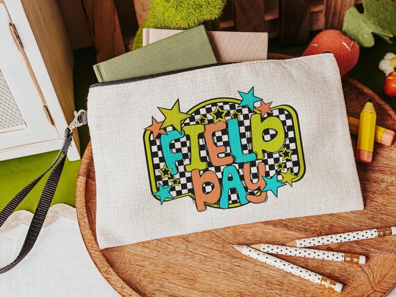 Field day pencil case for kids, school supplies for girls, first day of school gift for students, pencil pouches with zipper, 1st grade gift