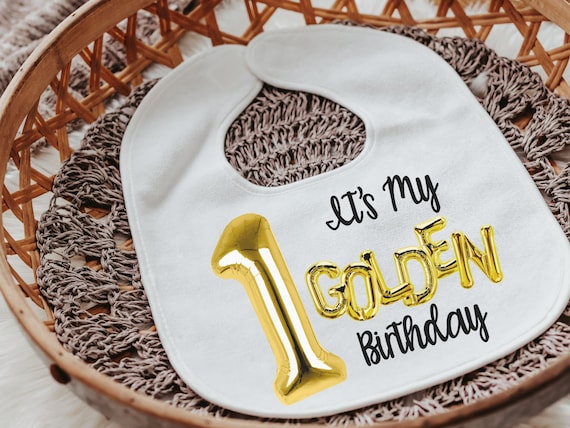 1st birthday baby bib, golden birthday cake smash outfit boy, first birthday gift ideas, baby gift set, baby bib and burp cloth set, best
