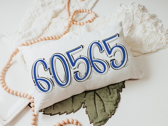 Custom Royal Blue Zip Code Pillow