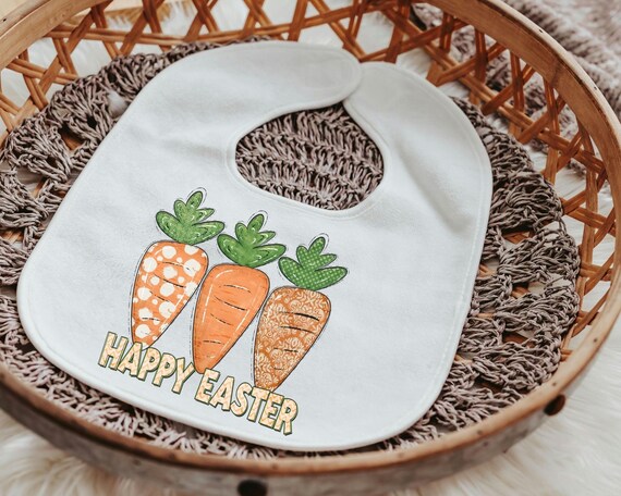 Happy Easter baby bibs for girls, Easter carrots Easter baby gifts for newborn, baby first Easter basket stuffers for infants, baby layette