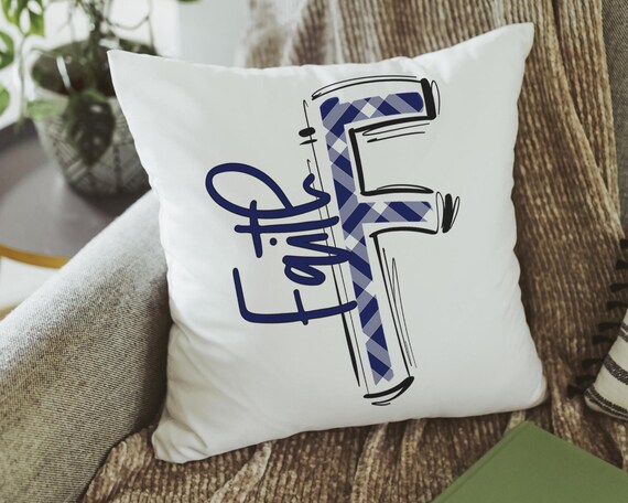 Personalized Navy Plaid Pillow With Name