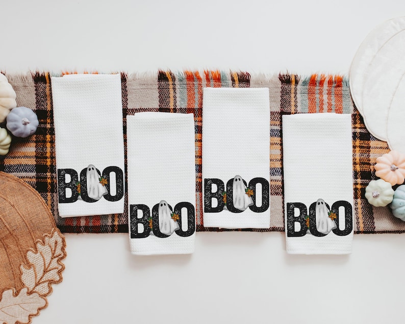 CapableByDesign Boo Halloween  towels set of 4