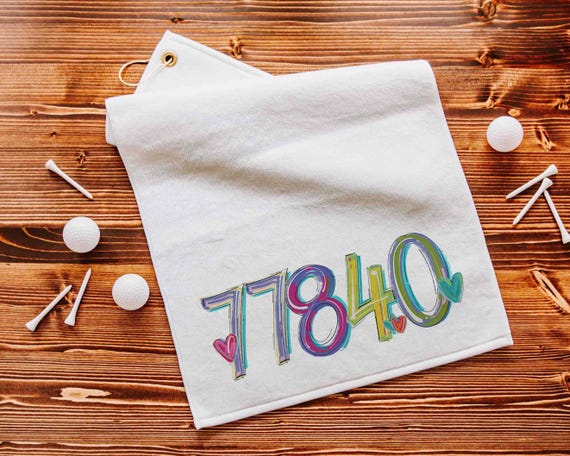 Personalized zip code golf towel with grommet