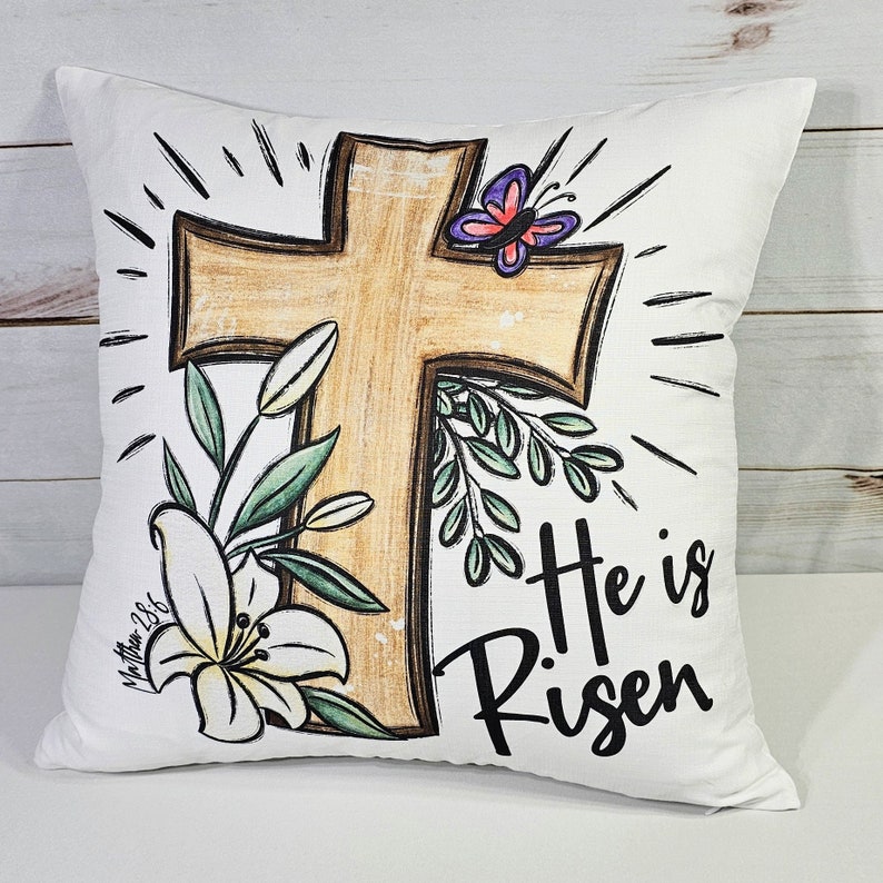 CapableByDesign He is risen throw pillow
