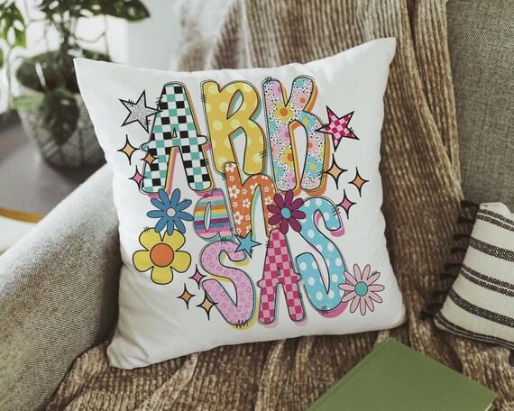 colorful Arkansas throw pillows