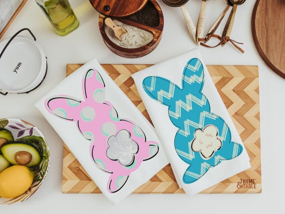 pink Easter bunny hand towels for bathroom blue Easter rabbit kitchen towels for decor, Easter basket stuffers for adults, Easter kitchen