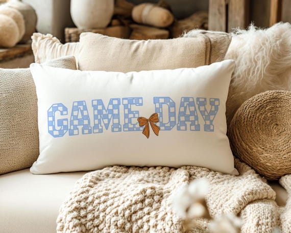 Game Day Columbia blue girly basketball throw pillow