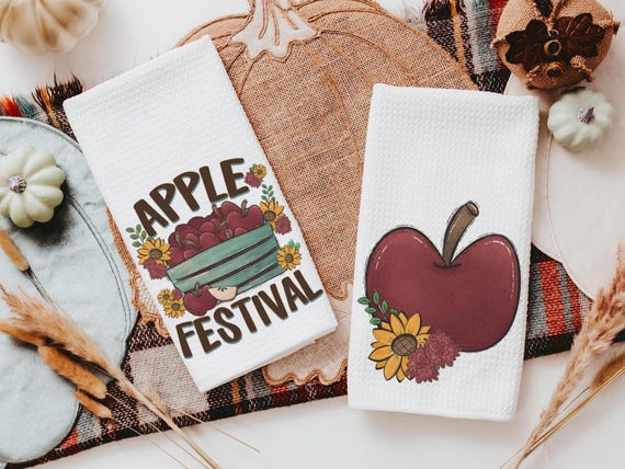 apple festival autumn kitchen towels home essentials, apple kitchen decor, sunflower gifts for her, Thanksgiving hosting gift, housewarming