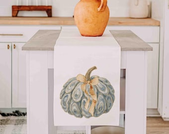 oyster shell pumpkin table runner fall tablecloth runner Thanksgiving dining room table decor, trending gifts for women, autumn housewarming