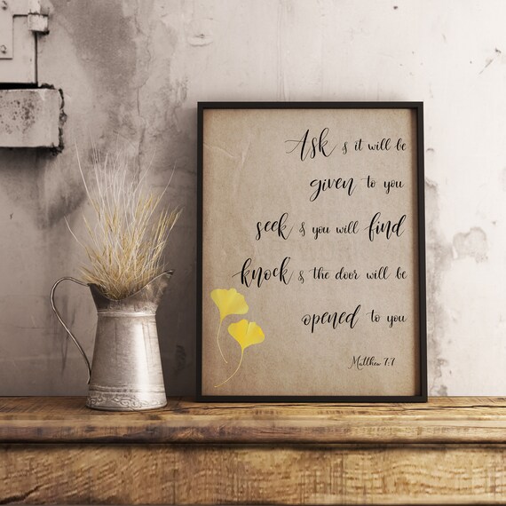 Scripture Art Bible Verse Printable Ask And It Shall Be Given Etsy