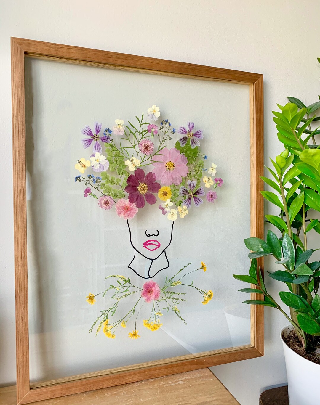 Flower Girl Wall Decor Pressed Flower Frame Pressed Dried Etsy
