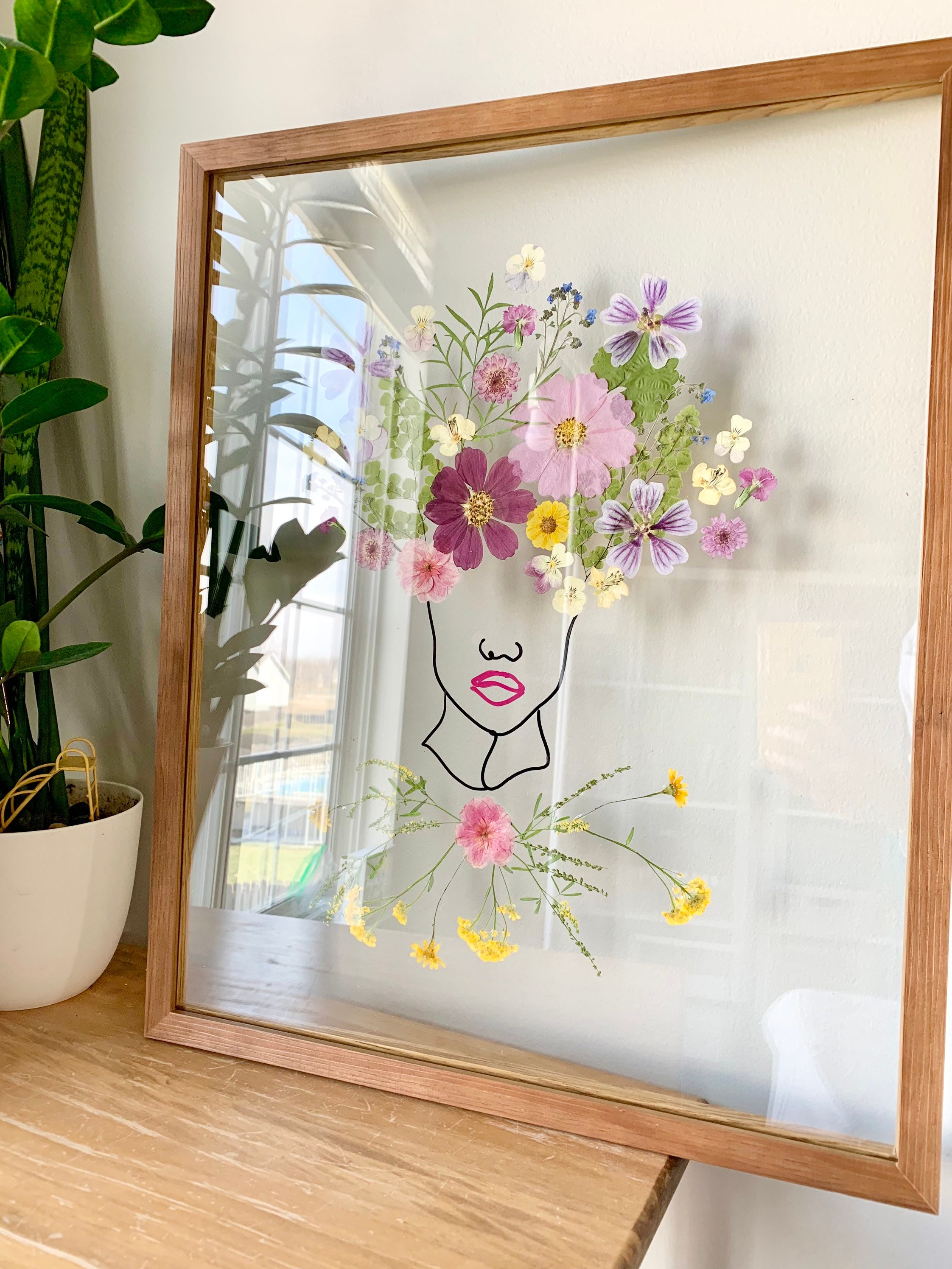 Flower Girl Wall Decor Pressed Flower Frame Pressed Dried Etsy