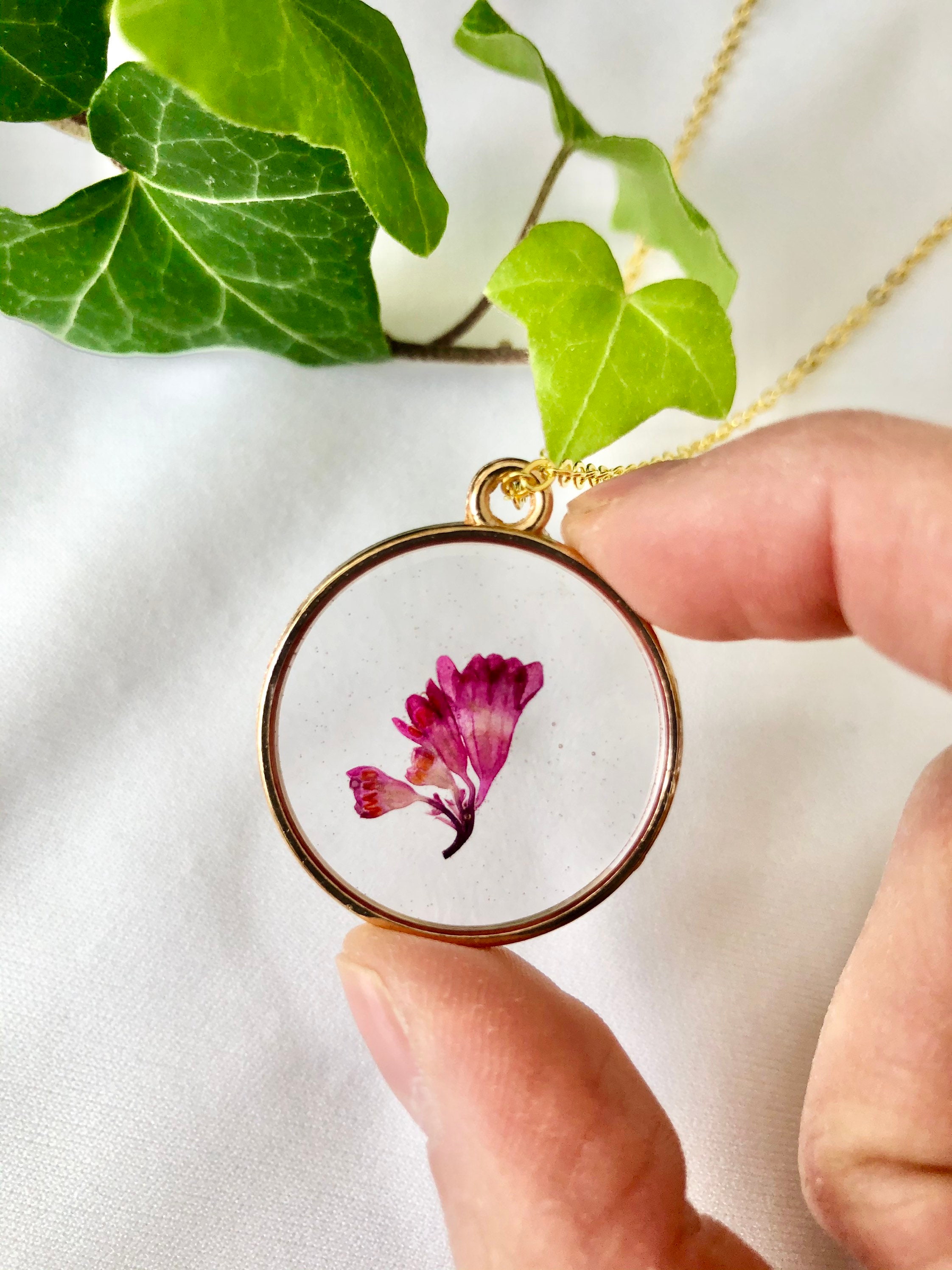 Gold Flower Necklace Real Flower Nature Necklace Etsy