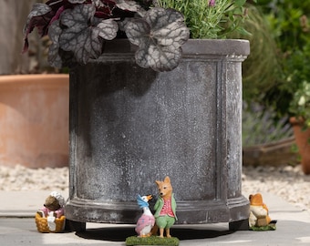 Coloured Beatrix Potter Mrs Tiggy-Winkle and Friends Potty Feet Plant Pot Feet x 3 - Pot Risers, Pot Stands, Plant Supports, Yard Art.