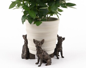 Bronze Chihuahua, Potty Feet, Set of 3, Plant Pot Stand, Antique Decor, Pot Stand, Plant Pot Decor, Plant Pot Decoration, Garden Decor, Yard