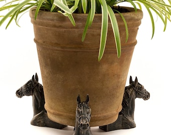 Patas de bronce para macetas de caballo: decoración ecuestre para jardín, juego de 3