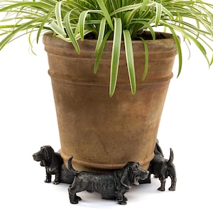 Bronze Coloured, Basset Hound, Potty Feet, Set of 3, Gift Boxed, Plant Pot Stand,  Plant Pot Decoration, Antique Decor, Garden Decor
