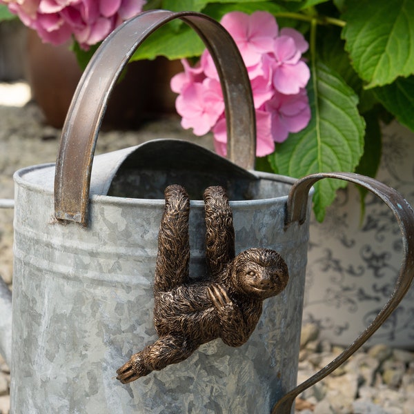 Three Toed Sloth, Pot Buddy, Pot Hanger, Bronze, Sloth, Indoor Planter, Gift Boxed, Pot Buddies. Sloth Ornament, Garden, Home, Garden, Yard