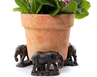 Antique Bronze Elephant Plant Pot Feet - Set of 3 | Handcrafted Garden Decor
