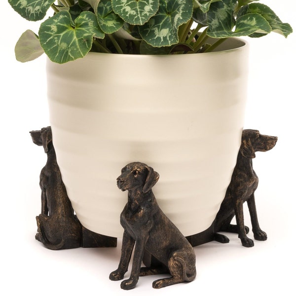 Juego de 3 patas para macetas de Weimaraner / Decoración elegante para jardín