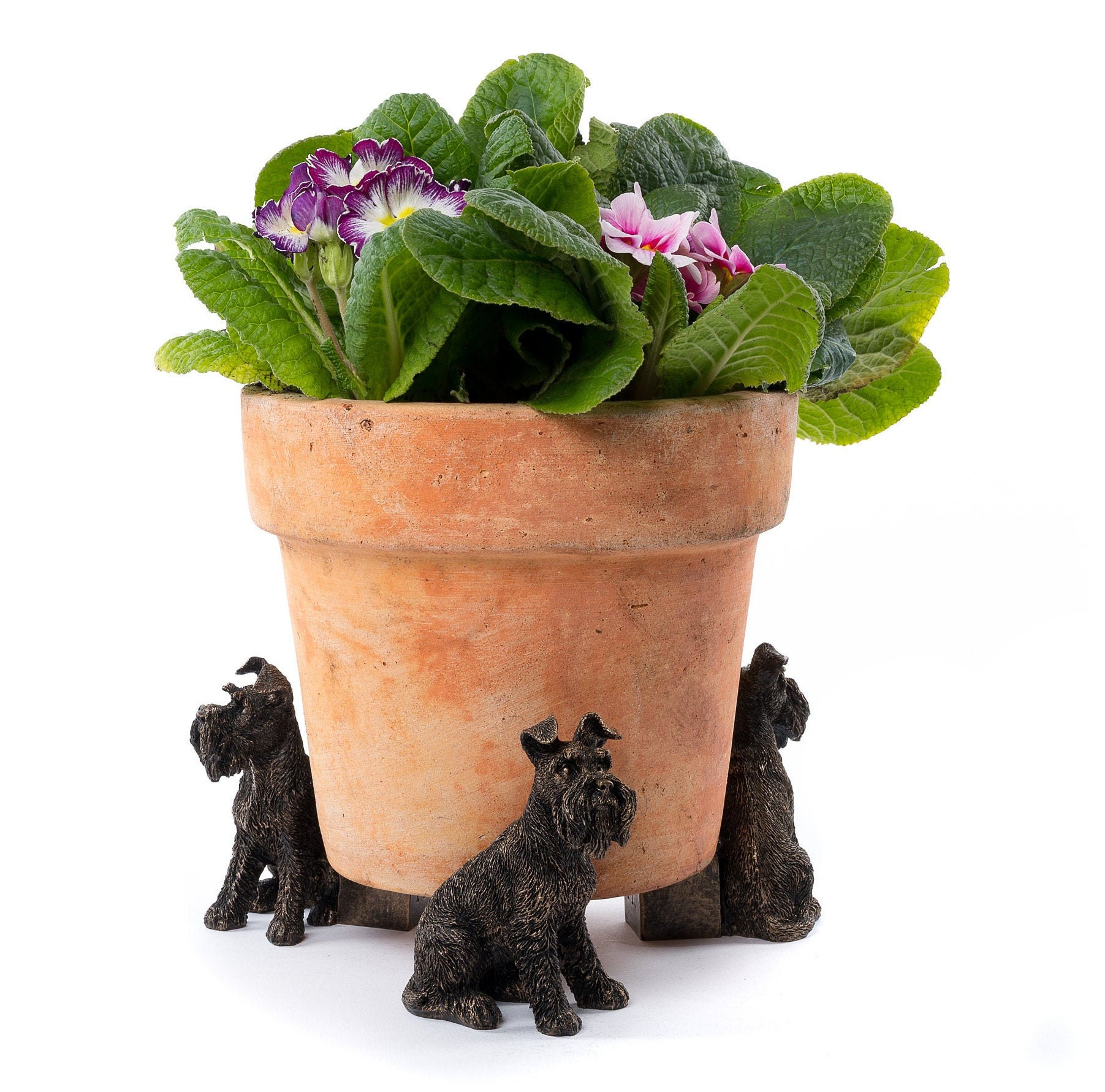 Pot Pieds Spaniel Lot de 3 Polyrésine couleur bronze plante de jardin pieds Ornement