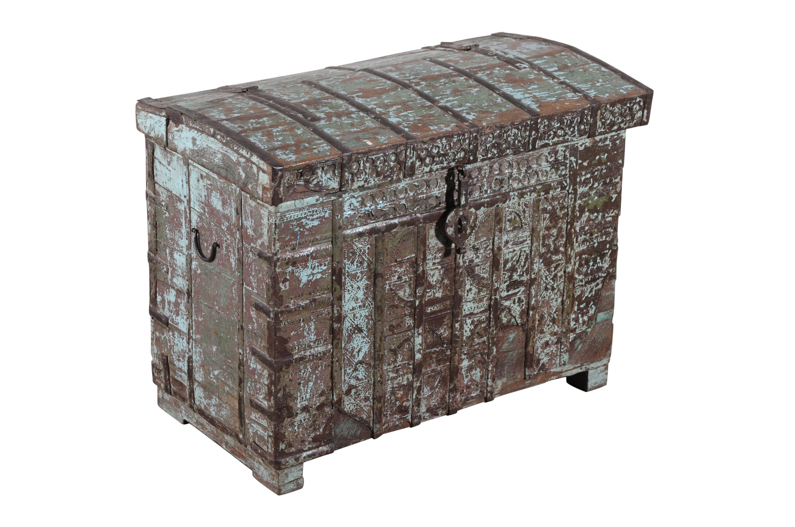 Iron Bound Indian Teak Chest From Goa - 19thC Iron Bound Indian Teak Chest From Goa - 19thC