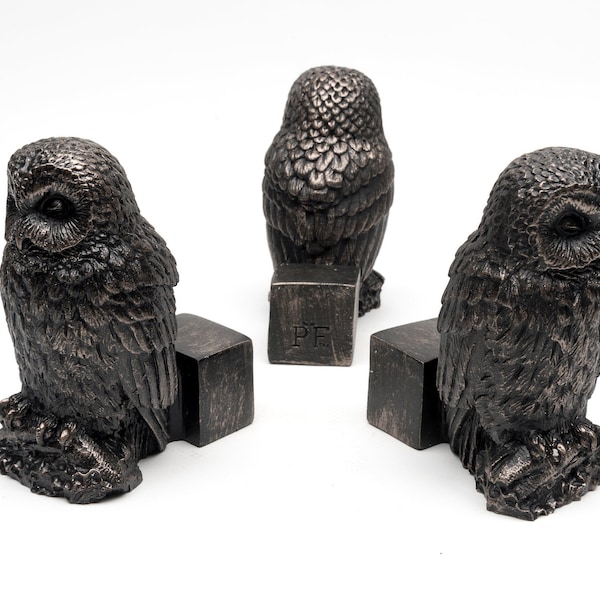 Bronze, hibou, lot de 3, coffret cadeau, support pour cache-pot, décoration de cache-pot, décoration de cache-pot, décoration ancienne, décoration de jardin, jardin