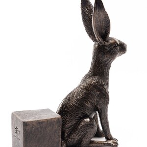 Juego de 3 orinal con forma de liebre sentada de color bronce, soporte para macetas, decoración antigua, soporte para macetas, decoración de jardín imagen 4