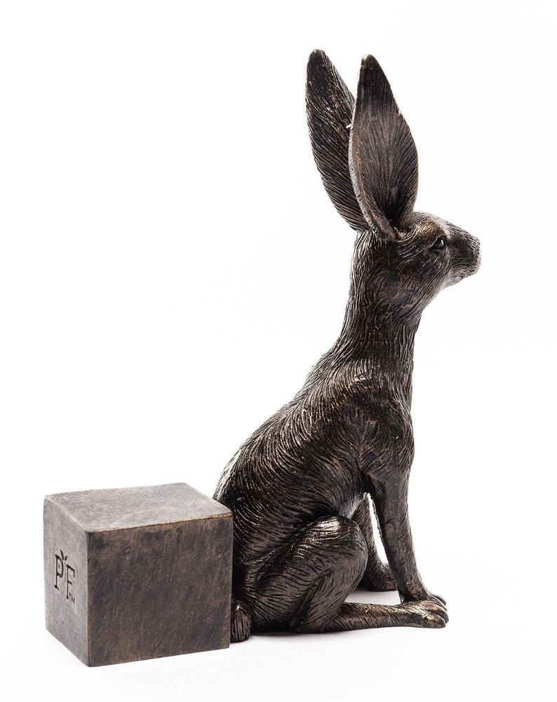 Juego de 3 orinal con forma de liebre sentada de color bronce, soporte para macetas, decoración antigua, soporte para macetas, decoración de jardín imagen 4