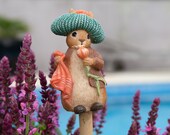Cane Companion Cane Toppers - Coloured Beatrix Potter Benjamin Bunny Stake Topper. Garden Ornament. Yard Art