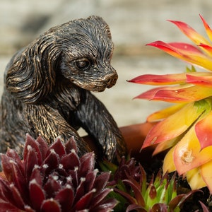 Bronze Cavalier King Charles Pot Buddy | Garden Decor | British Design