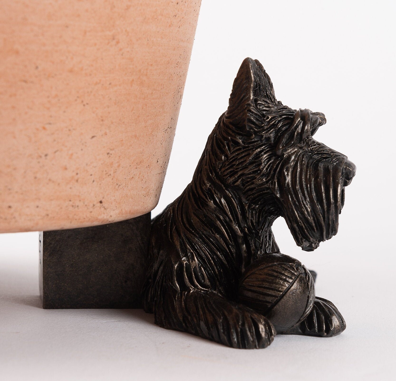 3 Antike Bronze Border Collie Blumentopffüße – Frostsicher & Handbemalt, Perfekt Für Terrasse & Balkon