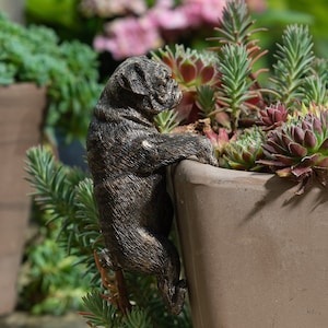 Charming Bronze Pug Pot Buddy | Garden & Home Accent | British Design