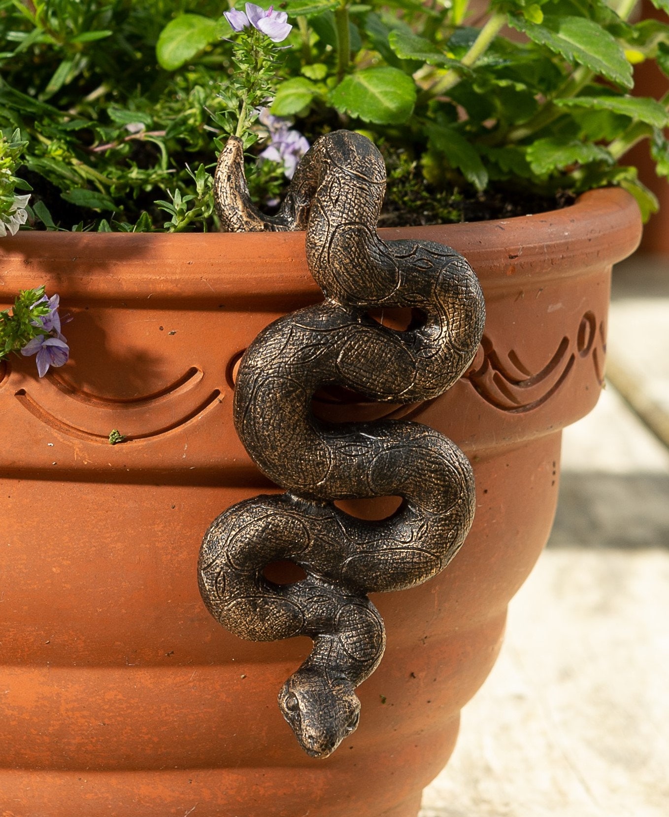 Bronze Snake Pot Buddy | Boa Constrictor Garden Gift | British