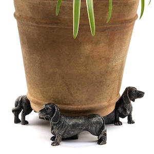 Bronze Colored Dachshund Potty Feet, Set of 3, Gift Boxed, Plant Pot Stand, Antique,  Plant Pot Decoration, Yard Decor, Yard, Garden