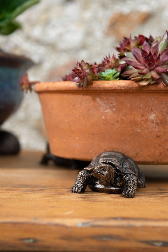 Antike Bronze Schildkröte Blumentopf Füße - 3er-Set | Handgefertigte Gartendekoration