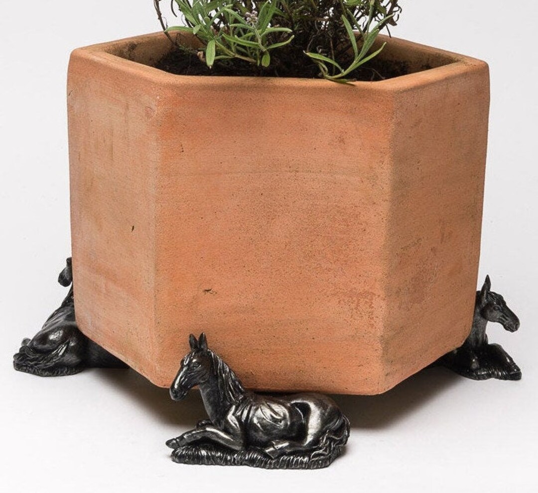 Potty Feet Piedini Per Vasi A Forma Di Cavallo – Set Da 3, Colore Bronzo, Resina Dipinta A Mano, Antigelo E UV - 6