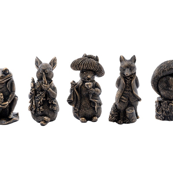Beatrix Potter, Set Of 5, Cane Or Stake Toppers, Peter Rabbit, Jeremy Fisher, Squirrel Nutkin, Mr Tod, Benjamin Bunny, Gardening Gift, Yard