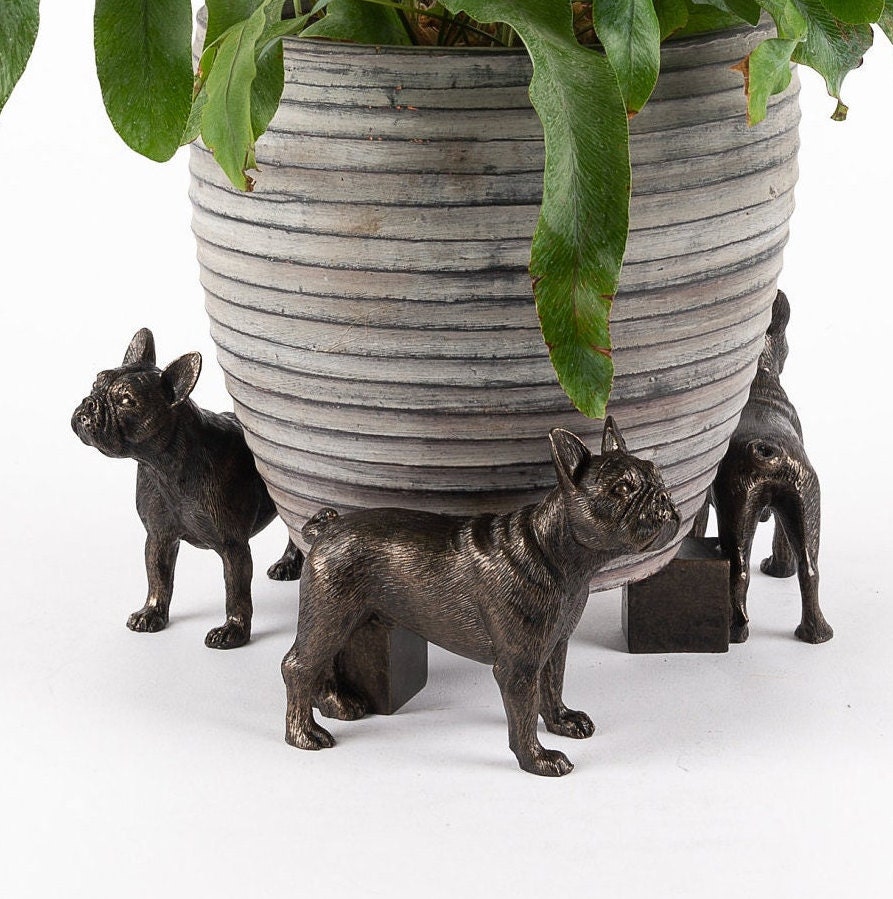 Buy Antique Bronze French Bulldog Plant Pot Feet: Garden Decor