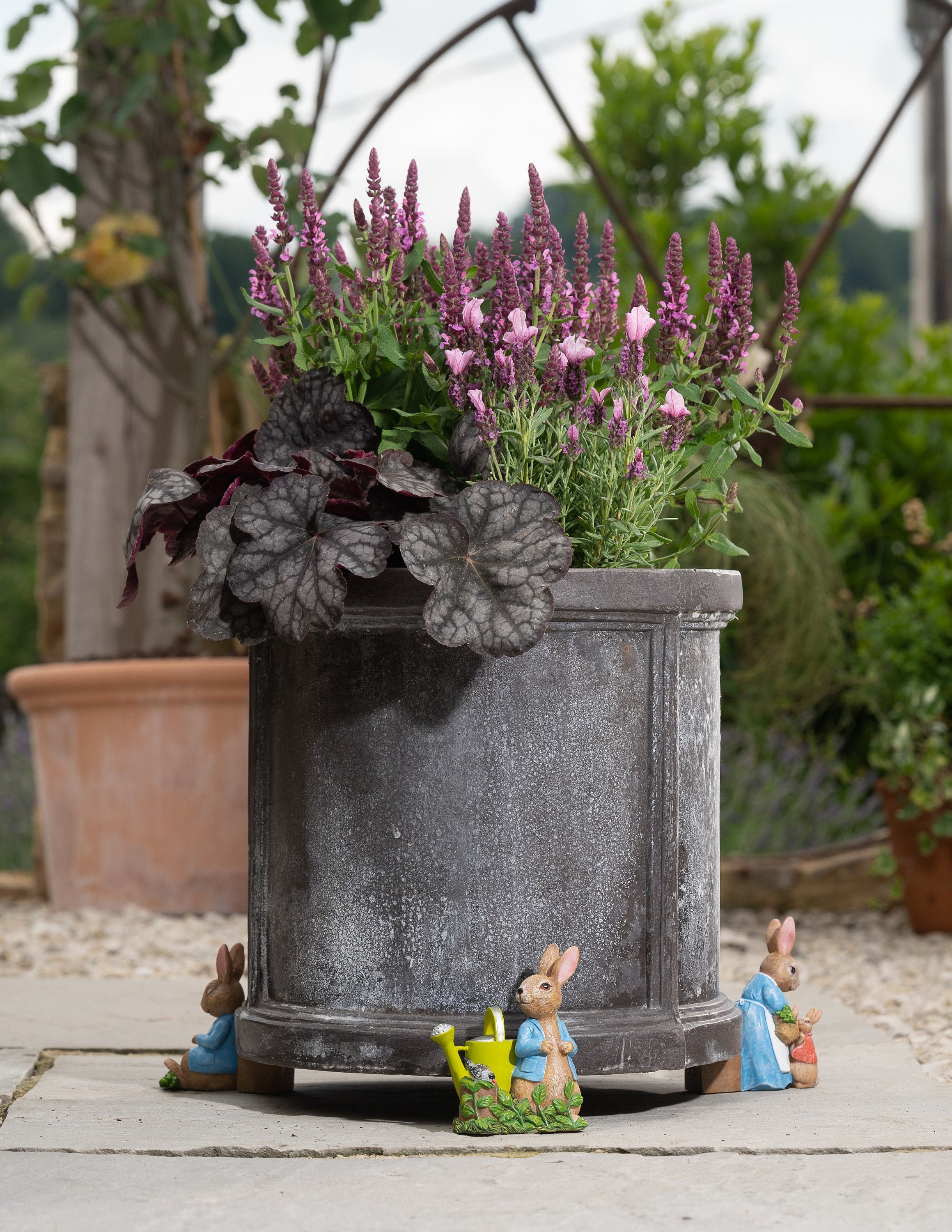 Pot Buddies Figurine de tortue faite à la main pour pot de fleurs -  Décoration de cour